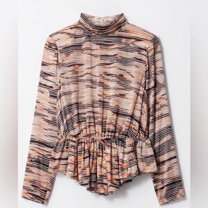 NWOT & other stories peplum Long Sleeve velvet stripe zip back blouse XS